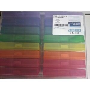 Simply Tidy Rainbow Photo and Craft Keeper 16 Case Storage Box Clear Multi Color